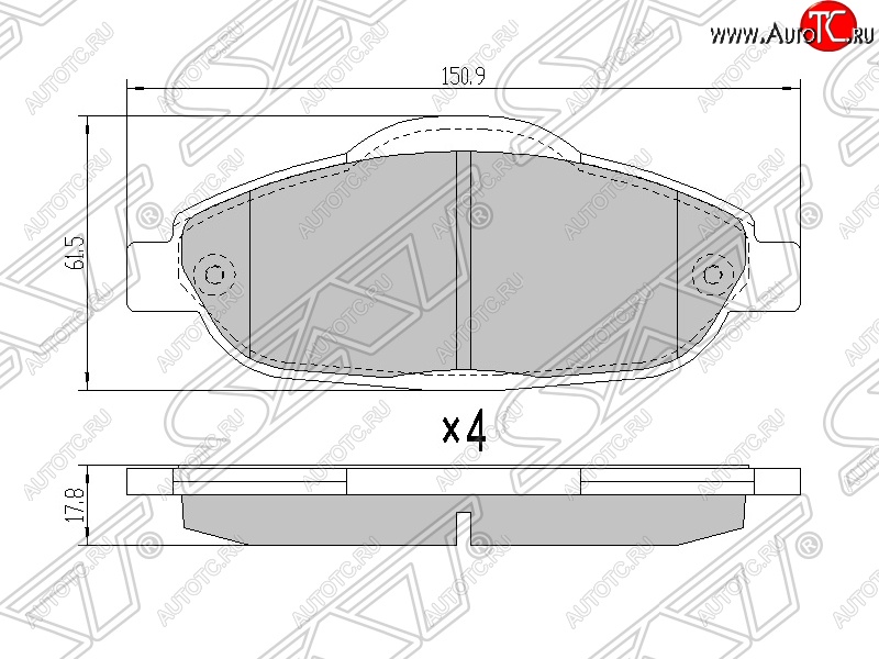 1 089 р. Колодки тормозные SAT (передние)  Peugeot 3008 - 308 ( T7,  T9)  с доставкой в г. Новочеркасск