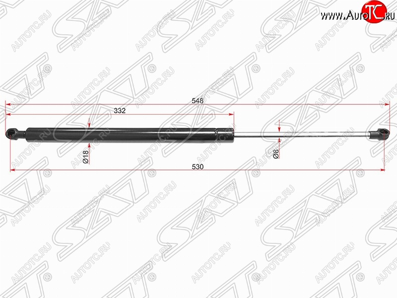 639 р. Газовый упор крышки багажника SAT  Peugeot 308  T7 (2007-2011), SSANGYONG Kyron (2005-2016)  с доставкой в г. Новочеркасск