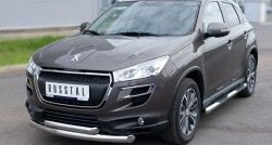 20 399 р. Защита переднего бампера (2 трубыØ76 и 63 мм, нержавейка) SLITKOFF Peugeot 4008 (2012-2017)  с доставкой в г. Новочеркасск. Увеличить фотографию 4