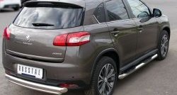 11 399 р. Защита заднего бампера (Ø76 и 42 мм, нержавейка) SLITKOFF  Peugeot 4008 (2012-2017) (с короткой нижней трубой)  с доставкой в г. Новочеркасск. Увеличить фотографию 4