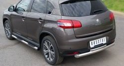 12 799 р. Защита заднего бампера (Ø76 и 42 мм, нержавейка) SLITKOFF  Peugeot 4008 (2012-2017) (с короткой верхней трубой)  с доставкой в г. Новочеркасск. Увеличить фотографию 4