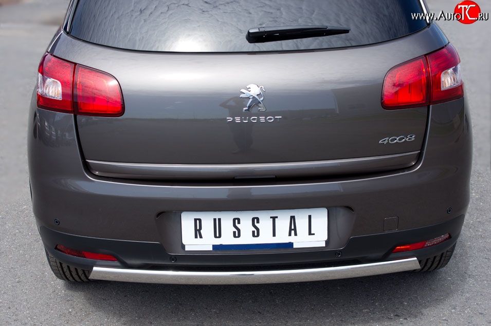 14 999 р. Защита заднего бампера (Ø75x42 мм, нержавейка) Russtal Peugeot 4008 (2012-2017)  с доставкой в г. Новочеркасск