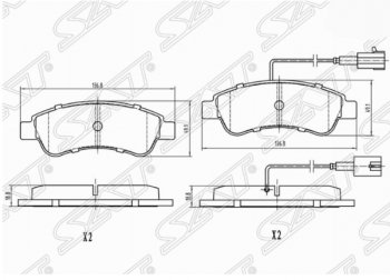 1 099 р. Комплект задних тормозных колодок SAT (с датчиком износа) Peugeot Boxer 250 (2006-2014)  с доставкой в г. Новочеркасск. Увеличить фотографию 1