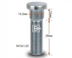 Забивная шпилька 28 мм ступицы Вектор M12x1.25x28 Лада Гранта 2190 седан дорестайлинг (2011-2017) 