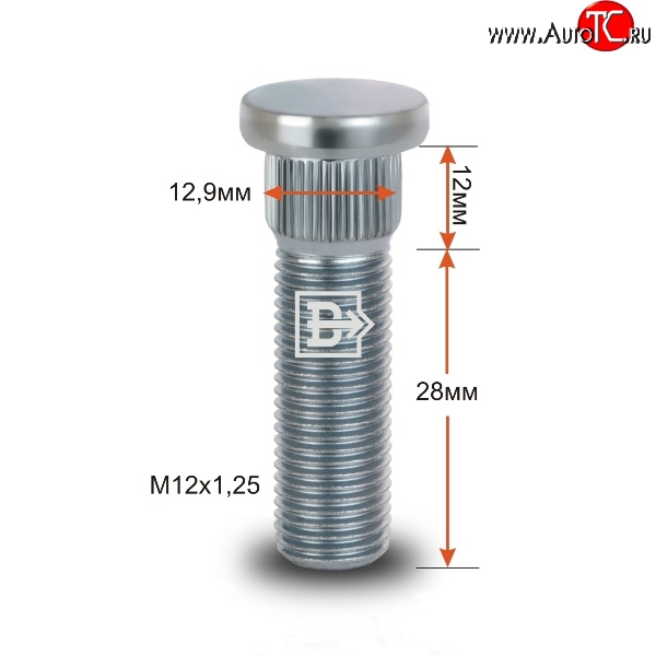 188 р. Забивная шпилька 28 мм ступицы Вектор M12 1.25 28 Great Wall Wingle 7 пикап (2018-2023)