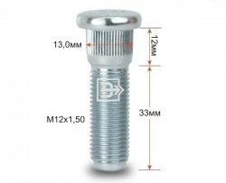 Забивная шпилька 33 мм ступицы Вектор M12 1.5 33 Toyota SW4 дорестайлинг (2005-2011) 