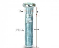 Забивная шпилька 45 мм ступицы Вектор M12 1.5 45 Toyota SW4 дорестайлинг (2005-2011) 