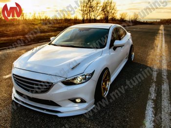 47 899 р. Капот пластиковый (с прорезаными жабрами) SkyActivSport MV-Tuning  Mazda 6  GJ (2012-2024) дорестайлинг седан, дорестайлинг универсал, 1 рестайлинг универсал, 1-ый рестайлинг седан, 2-ой рестайлинг седан, 2-ой рестайлинг универсал (Неокрашенный)  с доставкой в г. Новочеркасск. Увеличить фотографию 1