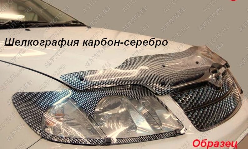 2 699 р. Дефлектор капота CA-Plastic  Toyota Land Cruiser Prado  J120 (2002-2009) (серия Шелкография карбон-серебро)  с доставкой в г. Новочеркасск