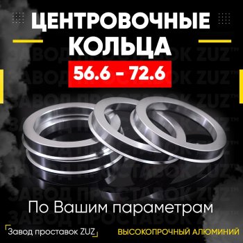 Алюминиевое центровочное кольцо (4 шт) ЗУЗ 56.6 x 72.6 Ravon Gentra (2015-2024) 