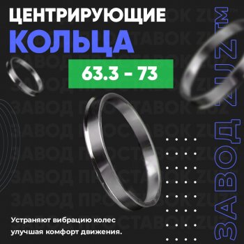 Алюминиевое центровочное кольцо (4 шт) ЗУЗ 63.3 x 73.0 Volvo S40 MS седан дорестайлинг (2004-2007) 