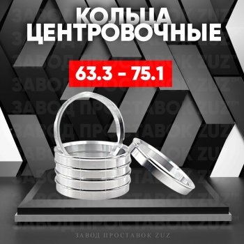 Алюминиевое центровочное кольцо (4 шт) ЗУЗ 63.3 x 75.1 Ford Focus 2 универсал дорестайлинг (2004-2008) 