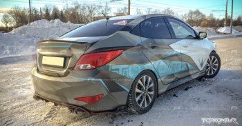 1 799 р. Диффузор заднего бампера TopKontur Design Hyundai Solaris RBr седан рестайлинг (2014-2017) (Неокрашенный)  с доставкой в г. Новочеркасск. Увеличить фотографию 2