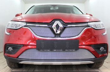 Защитная сетка в бампер (низ, ячейка 4х10 мм) Стрелка11 Премиум Renault Arkana (2019-2024)  (Хром)