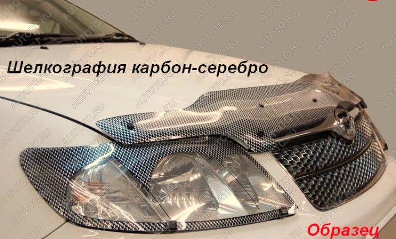 2 699 р. Защита фар CA-Plastic  Toyota Land Cruiser Prado  J120 (2002-2009) (Шелкография карбон серебро)  с доставкой в г. Новочеркасск