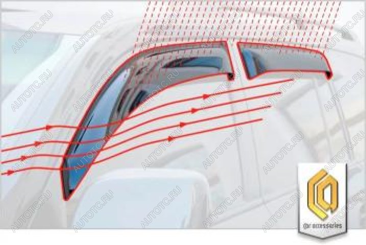 2 199 р. Дефлектора окон CA-Plastic Mitsubishi Lancer 10 хэтчбэк дорестайлинг (2007-2010) (серия Шелкография золото)  с доставкой в г. Новочеркасск