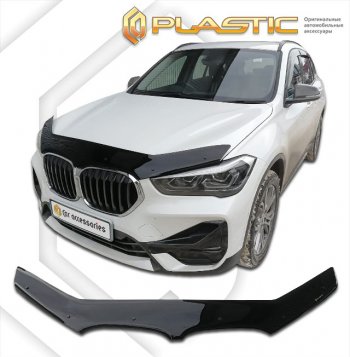 2 079 р. Дефлектор капота CA-Plastic BMW X1 F48 дорестайлинг (2015-2019) (classic черный, без надписи)  с доставкой в г. Новочеркасск. Увеличить фотографию 1