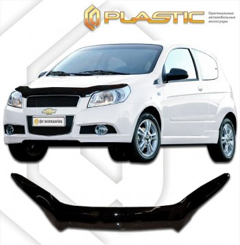 1 839 р. Дефлектор капота CA-Plastic Chevrolet Aveo T250 хэтчбек 5 дв рестайлинг (2006-2011) (classic черный, без надписи)  с доставкой в г. Новочеркасск. Увеличить фотографию 1