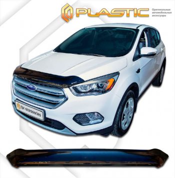 2 099 р. Дефлектор капота CA-Plastic  Ford Escape  3 (2016-2019) рестайлинг (classic черный, без надписи)  с доставкой в г. Новочеркасск. Увеличить фотографию 1