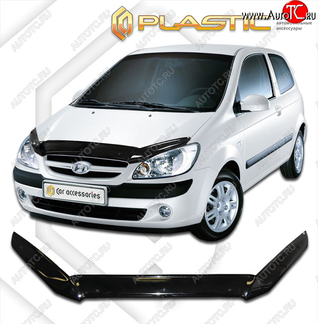 1 899 р. Дефлектор капота CA-Plastic  Hyundai Getz  TB (2005-2011) хэтчбэк 3 дв. рестайлинг (classic черный, без надписи)  с доставкой в г. Новочеркасск