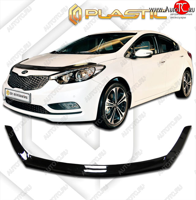 2 299 р. Дефлектор капота CA-Plastic  KIA Cerato  3 YD (2013-2016) дорестайлинг седан (classic черный, без надписи)  с доставкой в г. Новочеркасск