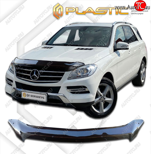 2 299 р. Дефлектор капота CA-Plastic  Mercedes-Benz ML class  W166 (2011-2015) (classic черный, без надписи)  с доставкой в г. Новочеркасск