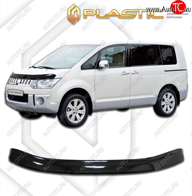 2 199 р. Дефлектор капота CA-Plastic  Mitsubishi Delica D:5  1 (2007-2024) дорестайлинг, рестайлинг (classic черный, без надписи)  с доставкой в г. Новочеркасск