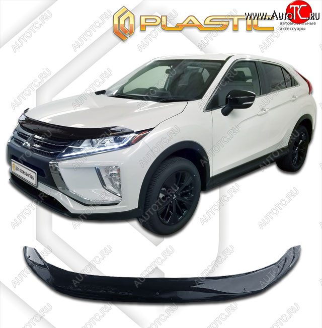 2 199 р. Дефлектор капота CA-Plastic  Mitsubishi Eclipse Cross  GK (2017-2021) дорестайлинг (classic черный, без надписи)  с доставкой в г. Новочеркасск