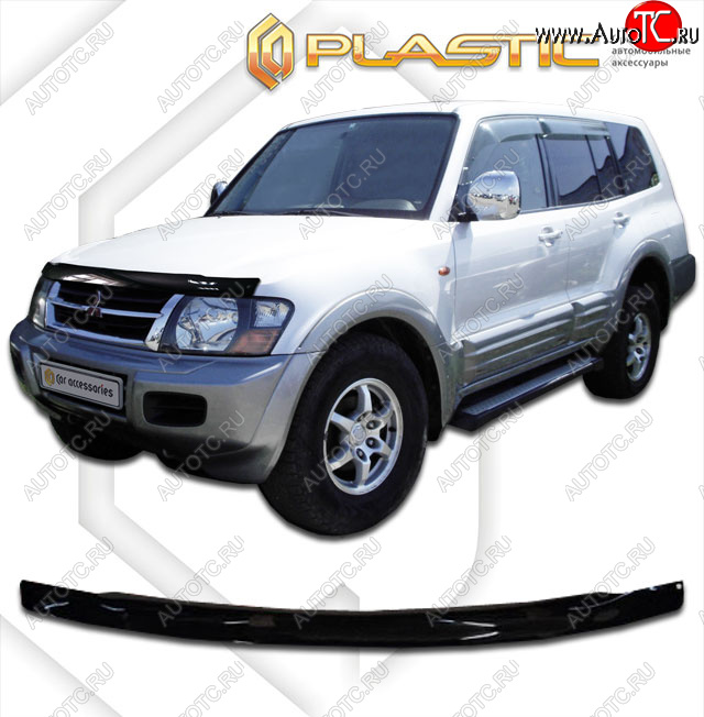 2 079 р. Дефлектор капота CA-Plastic  Mitsubishi Pajero  3 V60 (2003-2006) рестайлинг (classic черный, без надписи)  с доставкой в г. Новочеркасск