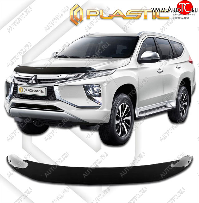 2 299 р. Дефлектор капота CA-Plastic  Mitsubishi Pajero Sport  QF (2019-2022) рестайлинг (classic черный, без надписи)  с доставкой в г. Новочеркасск