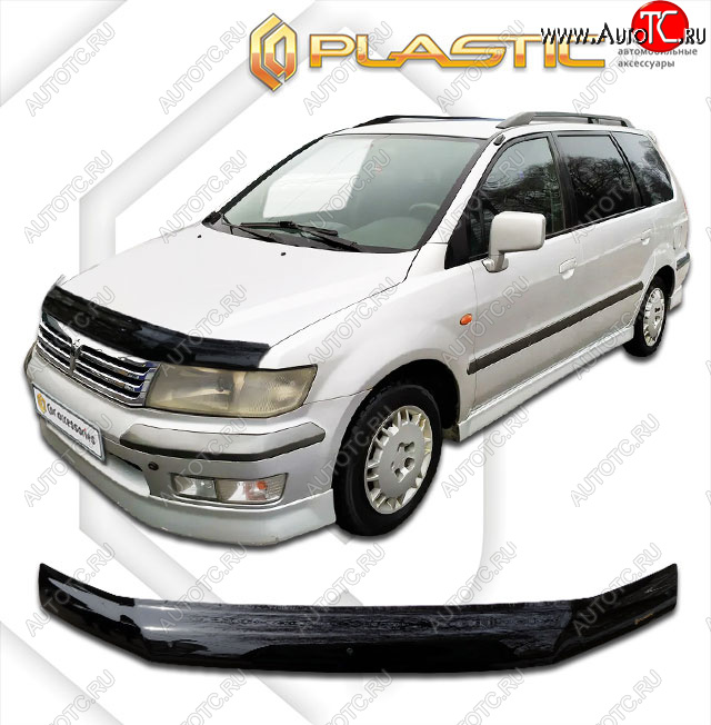 1 999 р. Дефлектор капота CA-Plastic  Mitsubishi Space Wagon  N94W (1998-2005) (classic черный, без надписи)  с доставкой в г. Новочеркасск