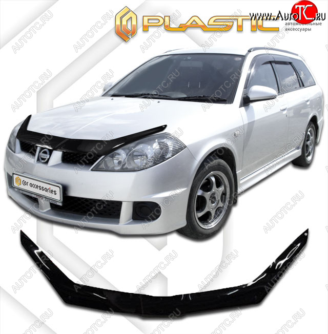 1 999 р. Дефлектор капота CA-Plastic  Nissan Wingroad  2 Y11 (2001-2005) рестайлинг универсал (classic черный, без надписи)  с доставкой в г. Новочеркасск