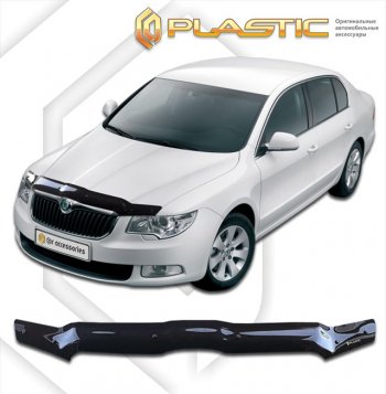 1 759 р. Дефлектор капота CA-Plastic  Skoda Superb  B6 (3T) (2008-2013) лифтбэк дорестайлинг (classic черный, без надписи)  с доставкой в г. Новочеркасск. Увеличить фотографию 1