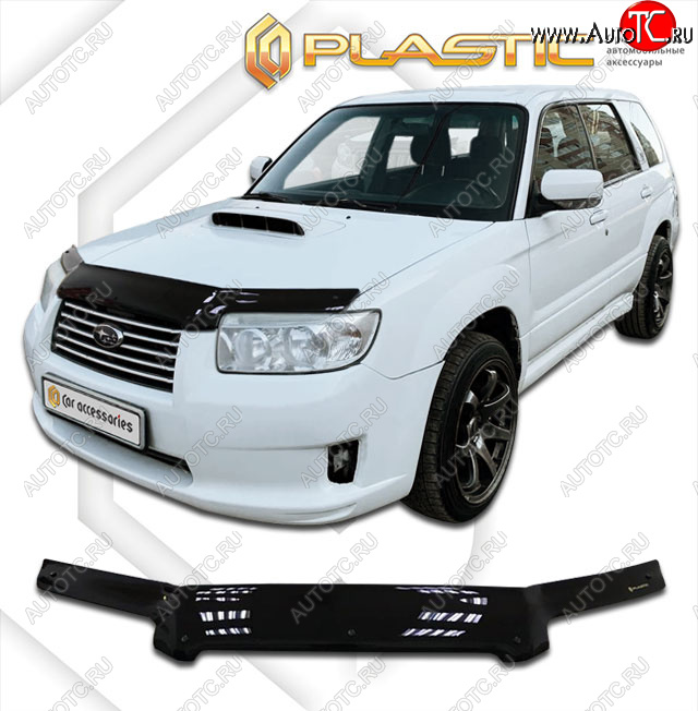 2 299 р. Дефлектор капота CA-Plastic  Subaru Forester  SG (2005-2008) рестайлинг (classic черный, без надписи)  с доставкой в г. Новочеркасск