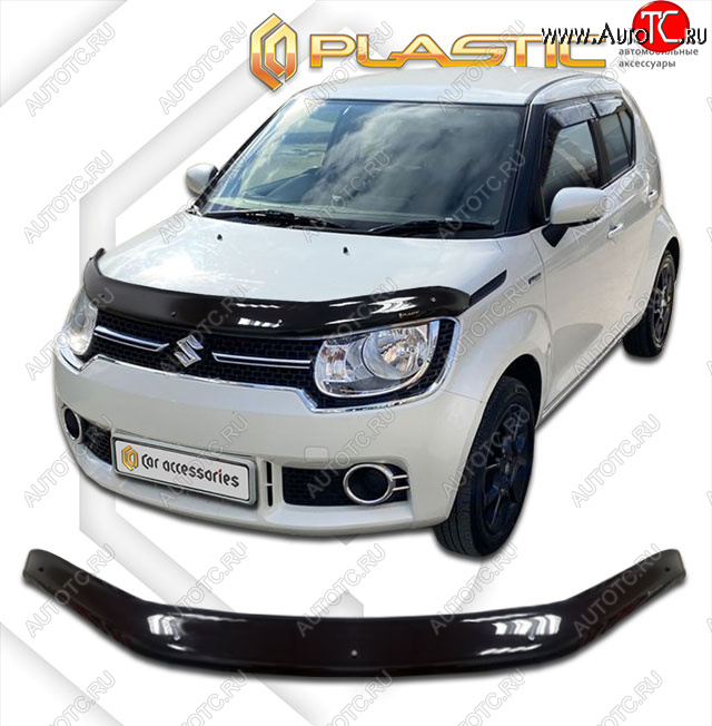 1 999 р. Дефлектор капота CA-Plastic  Suzuki Ignis (2016-2024) (classic черный, без надписи)  с доставкой в г. Новочеркасск