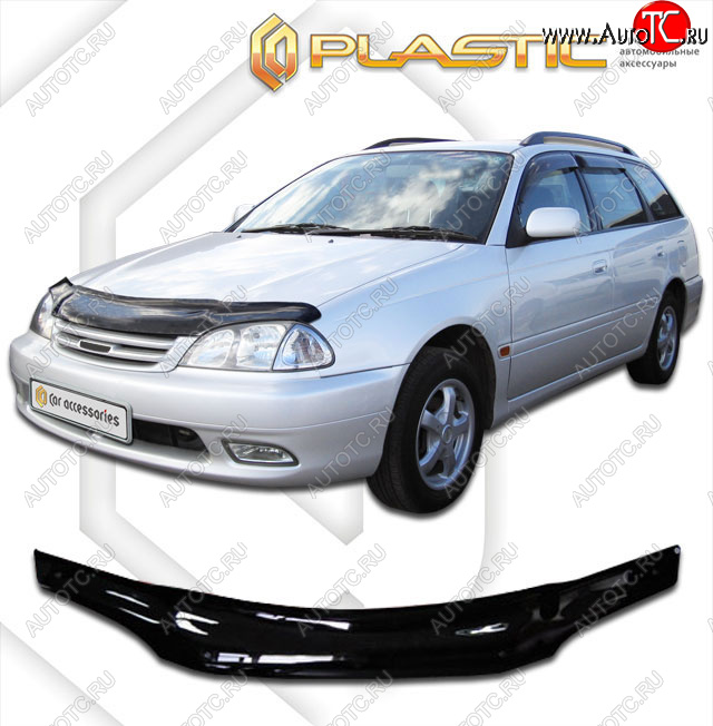 1 999 р. Дефлектор капота CA-Plastic  Toyota Avensis  T220 седан (2000-2003) рестайлинг (classic черный, без надписи)  с доставкой в г. Новочеркасск