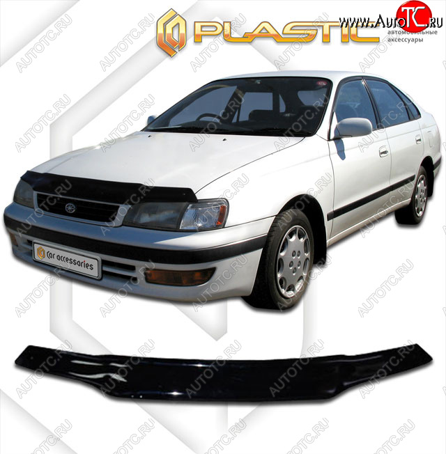 1 999 р. Дефлектор капота CA-Plastic  Toyota Carina E  T190 (1992-1997) лифтбэк дорестайлинг, седан дорестайлинг, седан рестайлинг (classic черный, без надписи)  с доставкой в г. Новочеркасск