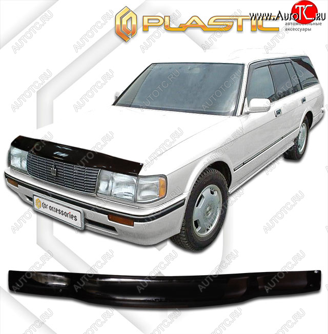 1 999 р. Дефлектор капота CA-Plastic  Toyota Crown  S130 (1991-1999) универсал 2-ой рестайлинг (classic черный, без надписи)  с доставкой в г. Новочеркасск