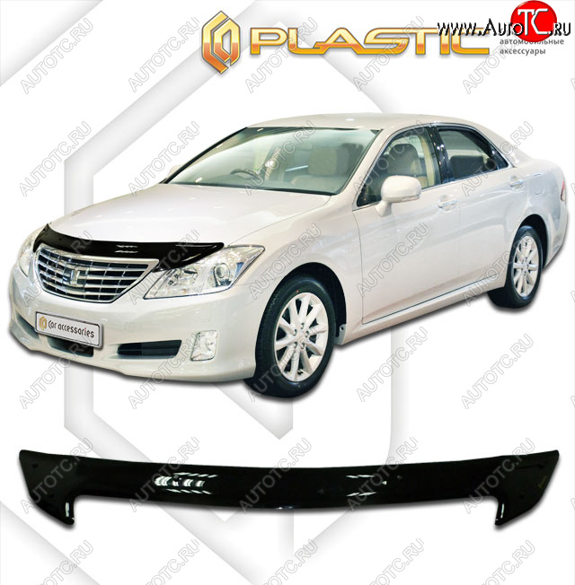 2 159 р. Дефлектор капота CA-Plastic  Toyota Crown  S200 (2008-2012) дорестайлинг, рестайлинг (classic черный, без надписи)  с доставкой в г. Новочеркасск