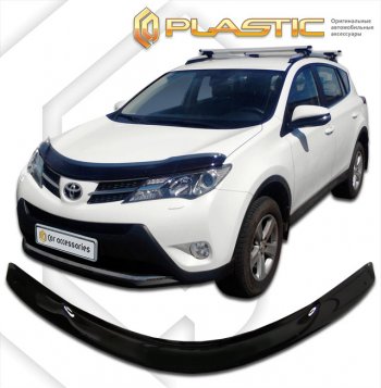 2 099 р. Дефлектор капота CA-Plastic  Toyota RAV4  XA40 (2012-2015) 5 дв. дорестайлинг (classic черный, без надписи)  с доставкой в г. Новочеркасск. Увеличить фотографию 1