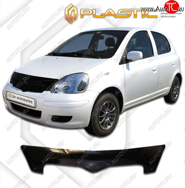 1 899 р. Дефлектор капота CA-Plastic  Toyota Yaris  XP10 (1999-2005) хэтчбэк 5 дв. (classic черный, без надписи)  с доставкой в г. Новочеркасск