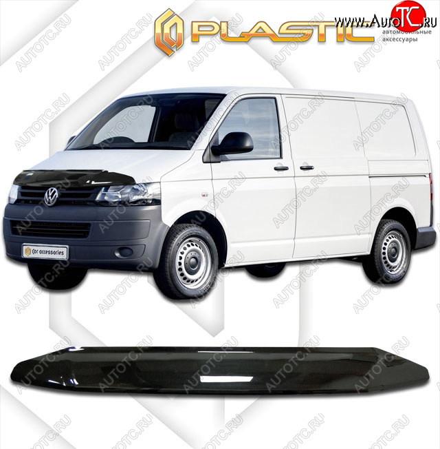 1 799 р. Дефлектор капота CA-Plastic  Volkswagen Multivan  T5 (2009-2015) рестайлинг (classic черный, без надписи)  с доставкой в г. Новочеркасск