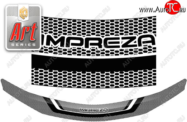 2 159 р. Дефлектор капота CA-Plastic  Subaru Impreza  GH (2007-2012) хэтчбэк (Серия Art черная)  с доставкой в г. Новочеркасск