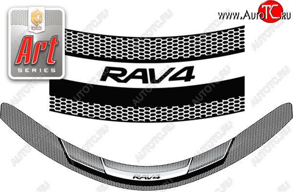 2 199 р. Дефлектор капота CA-Plastic  Toyota RAV4  XA40 (2012-2015) 5 дв. дорестайлинг (Серия Art черная)  с доставкой в г. Новочеркасск