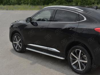 18 399 р. Пороги труба d42 с листом SLITKOFF  Haval F7x (2022-2025)  рестайлинг (лист алюминиевый, проф. нержавейка)  с доставкой в г. Новочеркасск. Увеличить фотографию 2