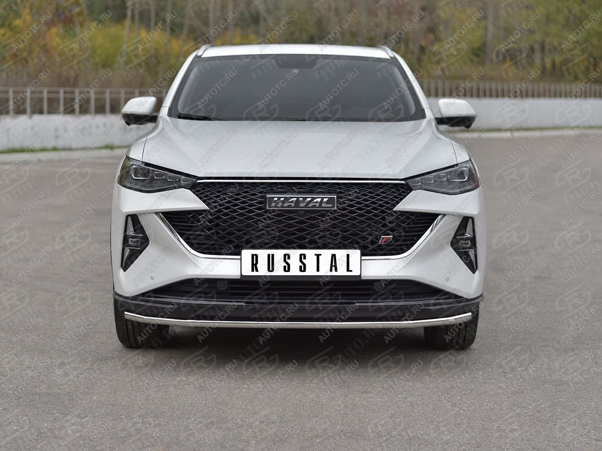 10 349 р. Защита переднего бампера d42 секции SLITKOFF  Haval F7x (2022-2024)  рестайлинг (нержавейка полированная)  с доставкой в г. Новочеркасск