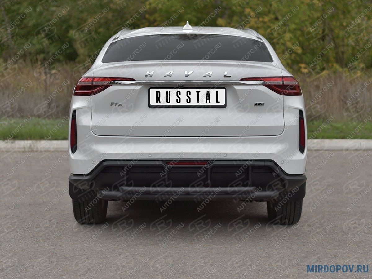 10 849 р. Защита заднего бампера d63*42 SLITKOFF  Haval F7x (2022-2025)  рестайлинг (нержавейка окрашенная в черный цвет)  с доставкой в г. Новочеркасск