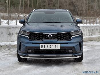 Защита переднего бампера d42 секции SLITKOFF KIA (КИА) Sorento (Соренто)  MQ4 (2020-2022) MQ4  (нержавейка полированная)