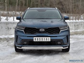 Защита переднего бампера d42 секции-d42 дуга SLITKOFF KIA (КИА) Sorento (Соренто)  MQ4 (2020-2022) MQ4  (нержавейка полированная)