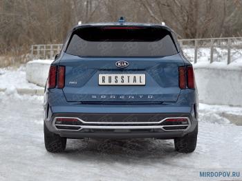 Защита заднего бампера d63 дуга SLITKOFF KIA (КИА) Sorento (Соренто)  MQ4 (2020-2022) MQ4  (нержавейка окрашенная в цвет черный)